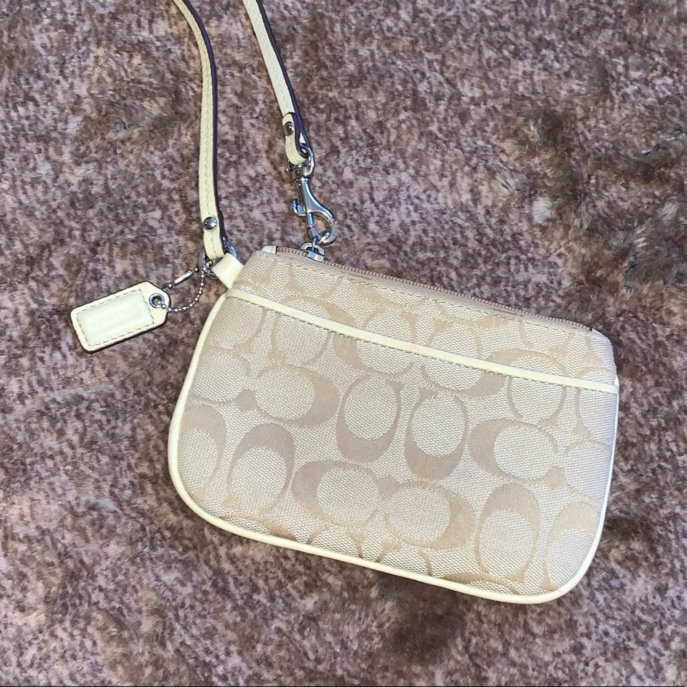 Coach Tan Signature Wristlet